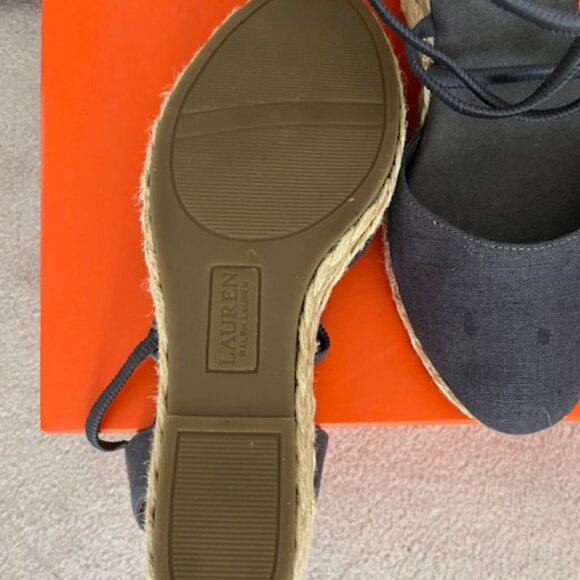Ralph Lauren heeled Espadrilles Navy Sz 6 - Picture 2 of 2
